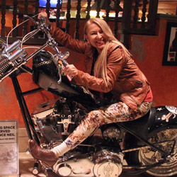 Elisabetta on Vince Neil's bike at LVH Hotel